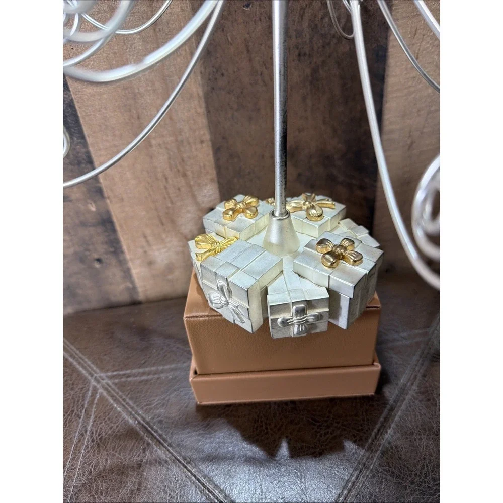 Godinger Silver Art Co Tabletop Wire Christmas Tree Ornament Display Stand Vtg